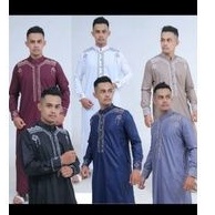 jubah gamis bordir pria Alfan jubah saudit slimft tangan kancing
