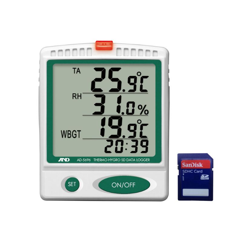 A&D THERMO HYGROMETER LOGGER AD 5696 AND SD DATA RECORDER