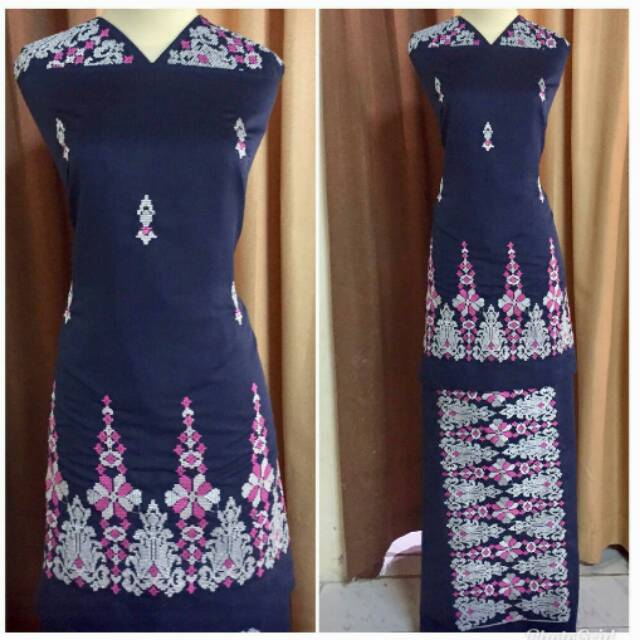 Kain bakal baju / bahan baju bordiran Cemara motif 04 Bukittinggi
