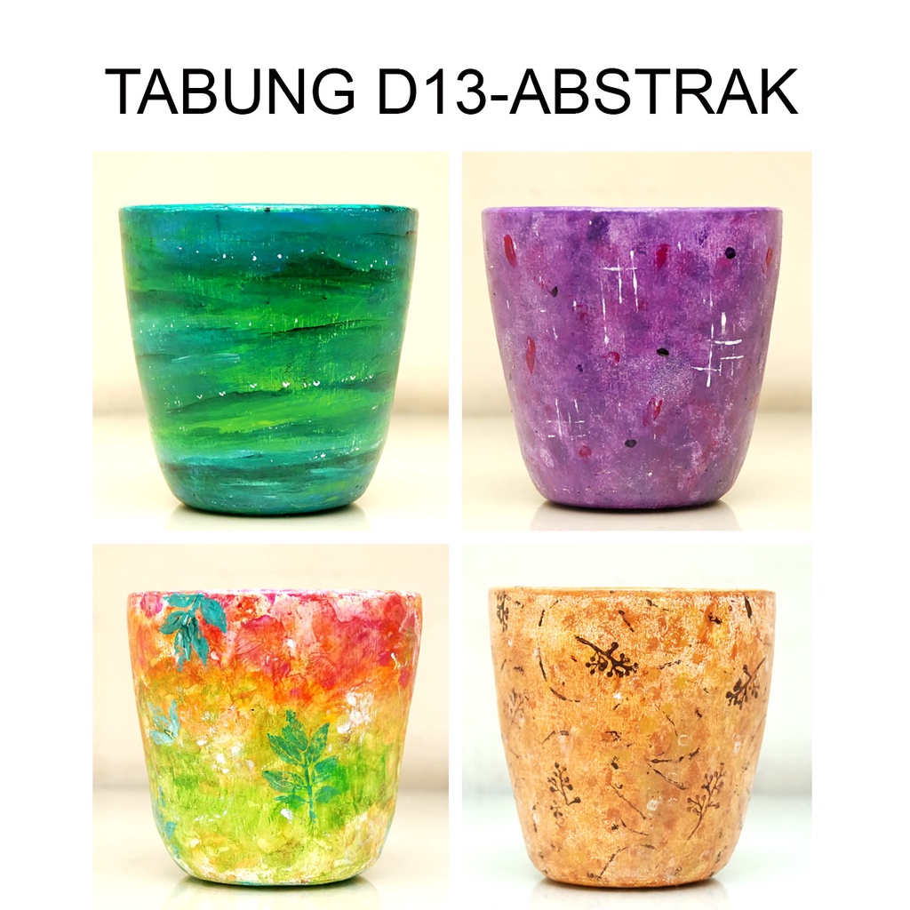 Pot Lukis Tanah Liat Gerabah Terakota Tabung D13 -T14  ABSTRAK