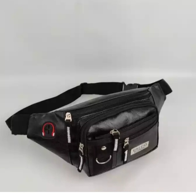 Tas Selempang Bahu Dan Pinggang Waist Pack Pria Kulit Sintetis VALCO Original Bahan Import Anti