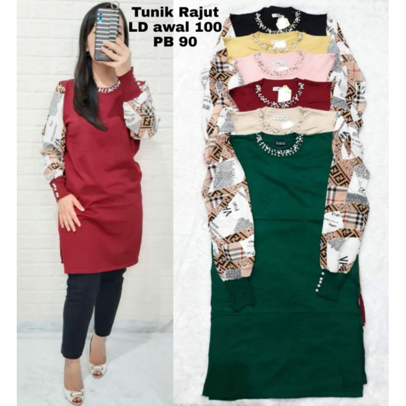 TUNIK RAJUT IMPORT KOMBINASI