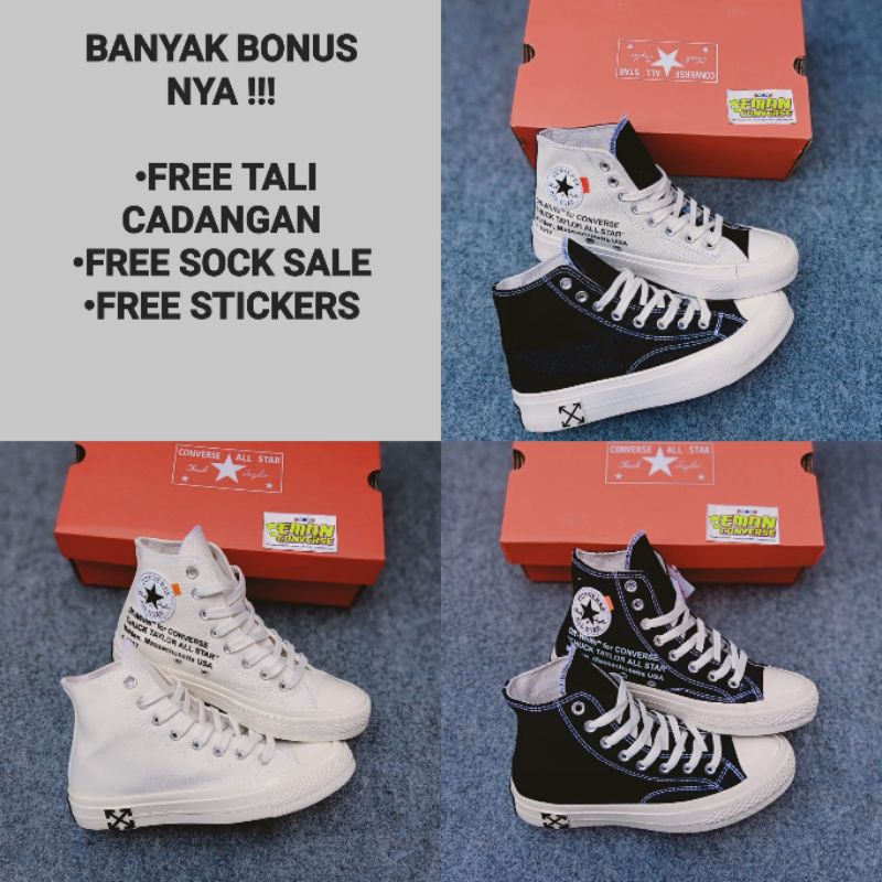 SEPATU CONV3RSEE 70s HIGH x OFF WHITE GLOSSY OFFWHITE PREMIUM MURAH