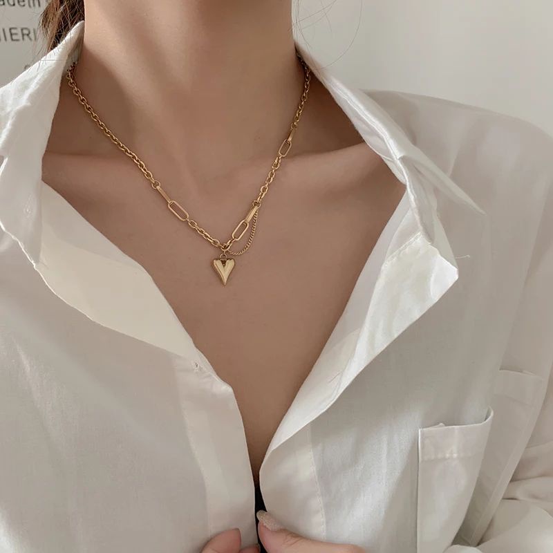 Kalung Titanium Liontin Love Gold Gerai Anti Karat selamanya Kalung Wanita Kekinian Mewah Terbaru Liontin Love Gold model Gerai