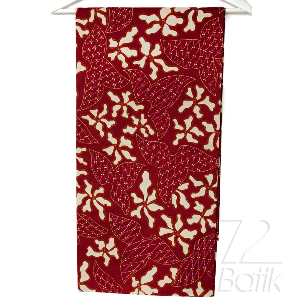 KAIN BATIK PREMIUM Bahan Katun Motif Daun Menjari Kontenporer Modern Merah Maroon 724925 Cap 72 Jarik Jarit Samping Kebat Panjang Batik Katun Modern Premium Bahan Seragam Batik Pernikahan Kantor Keluarga Murah Kamen Jadi Batik Bali Lembaran