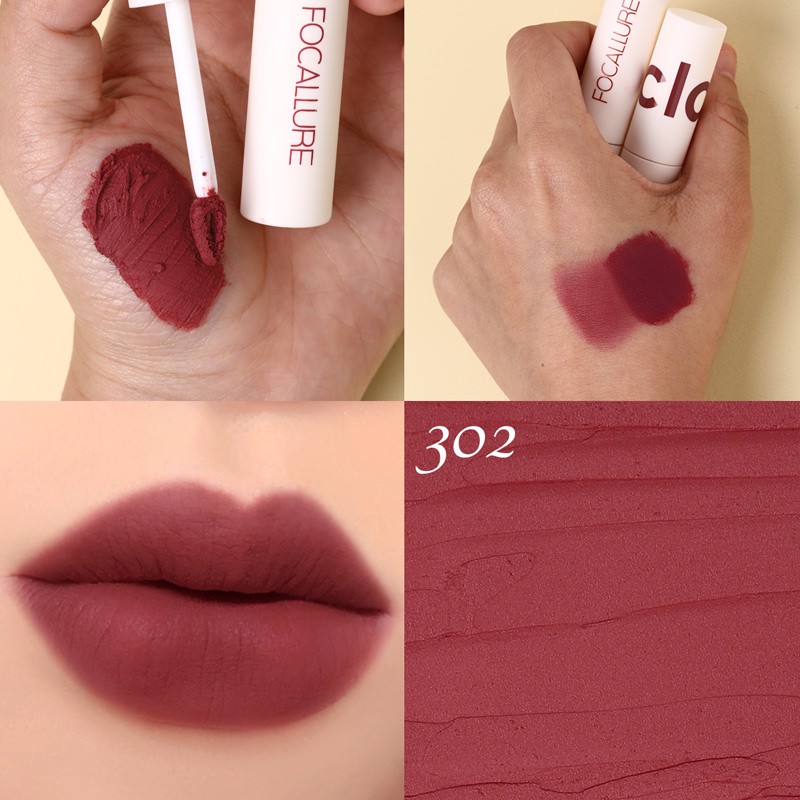 【BPOM】FOCALLURE Lipstik Cream Velvet-Mist Matte Lip Clay #JasmineMeetsRose Kosmetik Bibir-#302 Hot !💖