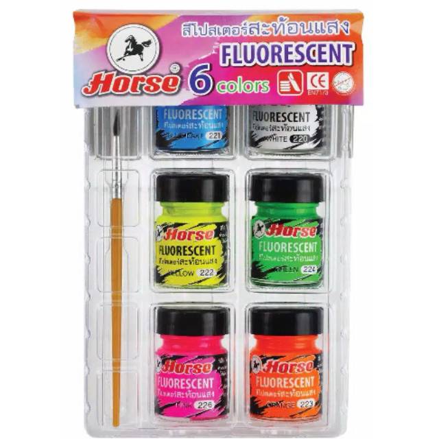 

Color fluorescent poster color with mixing try and brush in opp bag