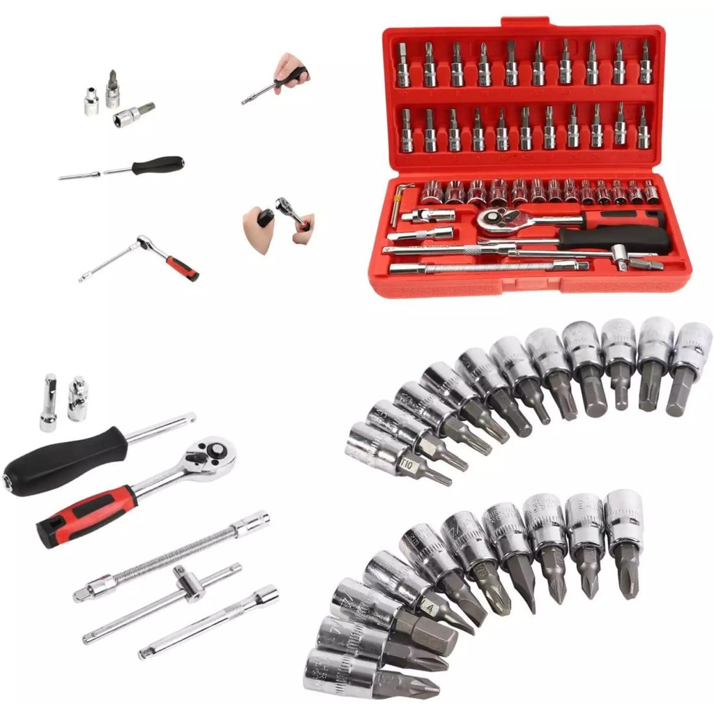 Kunci SOK ket 46 PCs / Kunci Shock 46 Pcs / Kunci Socket 46Pcs Screwdriver bit 63 pcs