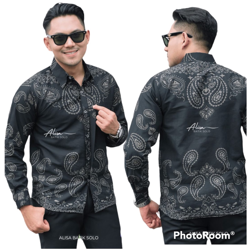 CACING HITAM Kemeja Batik Pria Premum Lengan Panjang Full Furing Bahan Katun Halus Primisima Asli Batik solo