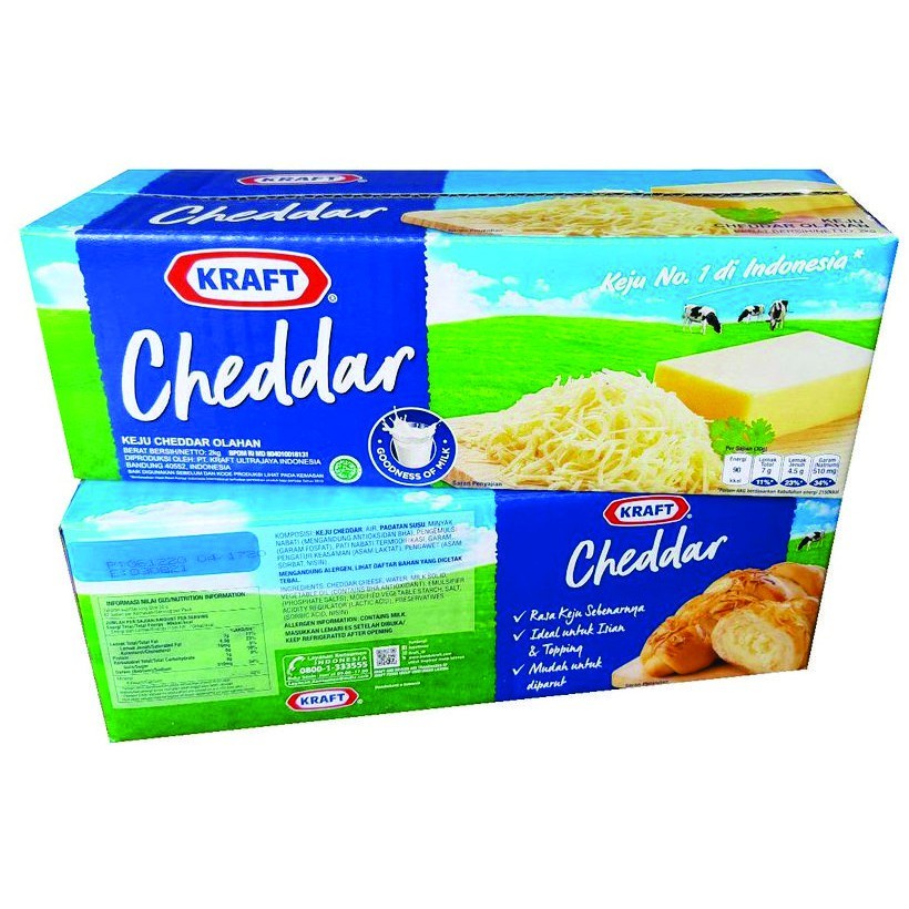 

Kraft cheddar 2kg blok KEJU PARUT Grated