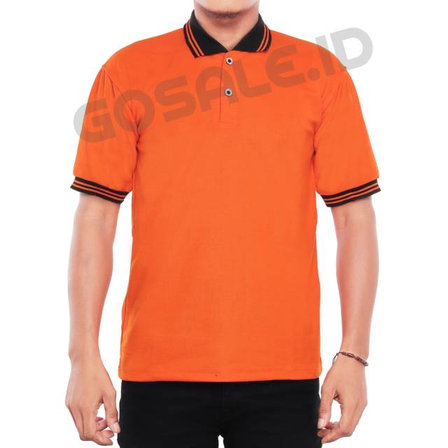 Kaos Polo Shirt NC59 Lakos TC Oren Kombinasi Hitam