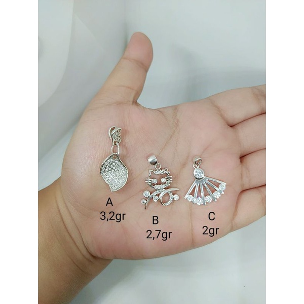 LIONTIN PERAK ASLI 925 LAPIS EMAS/LIONTIN CAMPUR MATA PUTIH COR/ASLI SILVER/PERHIASAN FASHION