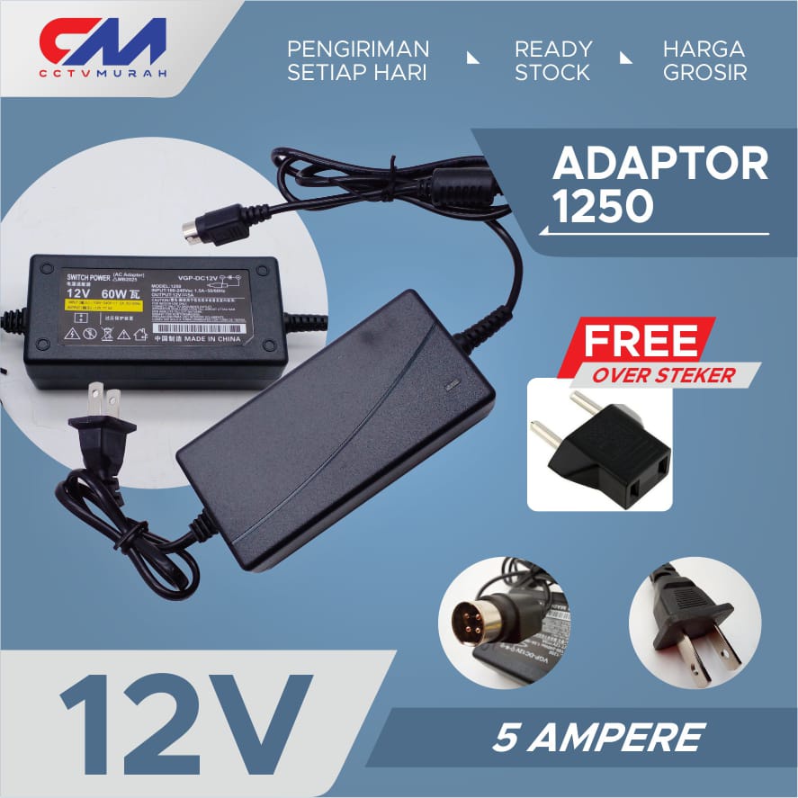 ADAPTOR 12V / 5A 4PIN || ADAPTOR 12 VOLT 5AMPER || 4PIN || ADAPTOR HIK