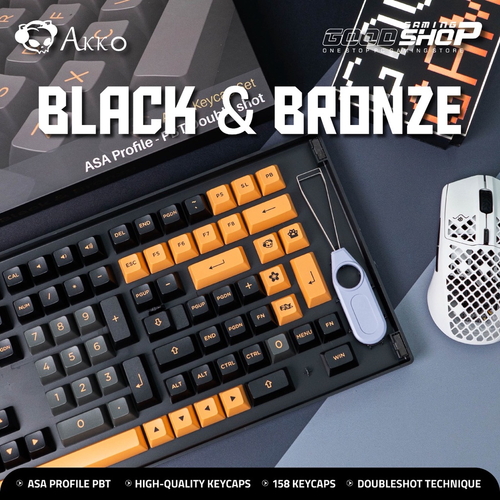 Akko Black &amp; Bronze Keycap Set (158-Key) ASA - Keycap Set
