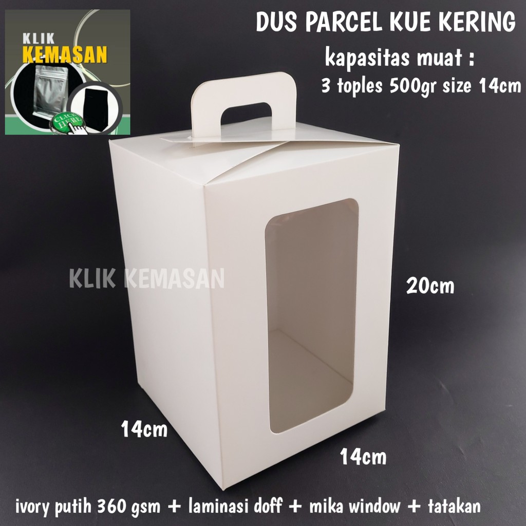 

dus kue kering 20cm 3jar putih hb21 | kardus parcel kotak kue cake box