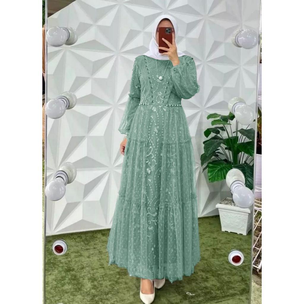 O2 Fashion / Hanura dress / dress muslim model terbaru dress tile mutiara good quality