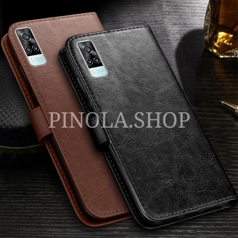 Vivo V21 4g &amp; 5g / Y15s / X50 / X50Pro Pro Leather Case Kancing Flip Cover Sarung HP Casing Dompet Wallet