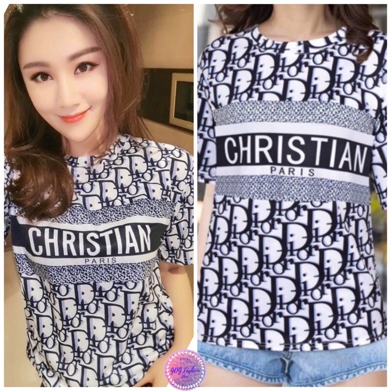 Pakaian Perempuan Dewasa Atasan Kaos Import Wanita Dior 0106