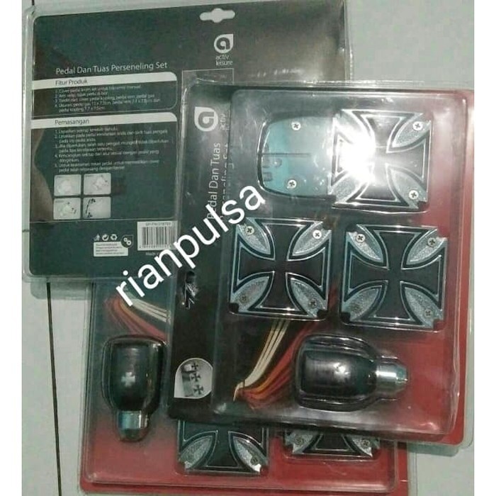 Pedal Gas Kopling Rem Knob Gear chrome hitam elit berkwalitas