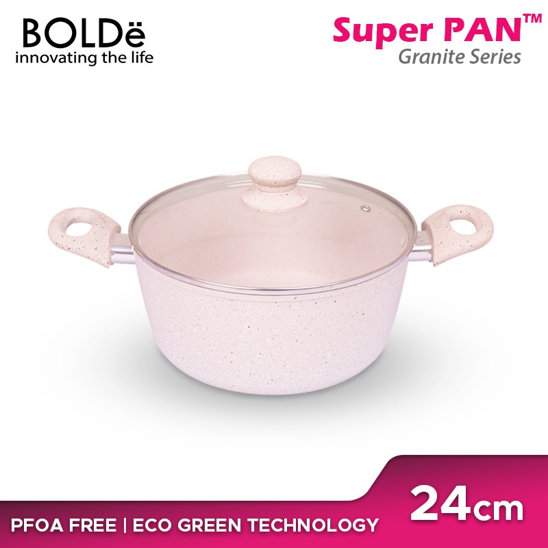 Panci Pot BOLDe Super Pan 24 Inch Casserole + Tutup Gelas Granite Caserole Sup Pan