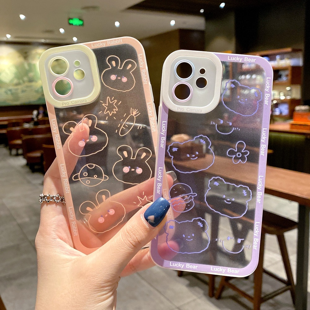 Soft Case TPU Shockproof Motif Kartun Beruang Untuk iPhone 13 Pro Max 11 12 Pro X XS Max 7 8 Plus SE 2020