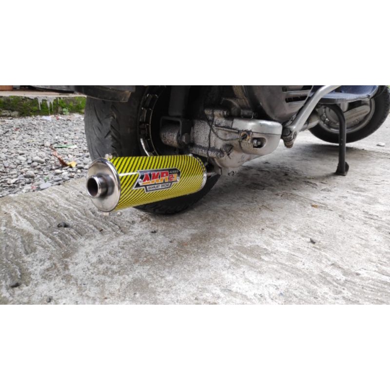 KNALPOT VESPA RACING KANAN BIG  YELLOW/CARBON GALVANIS AKR