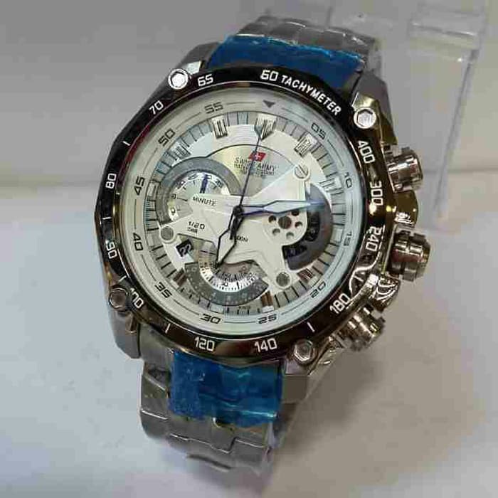 Jam Tangan Pria Tali Rantai Putih Original Swiss Army