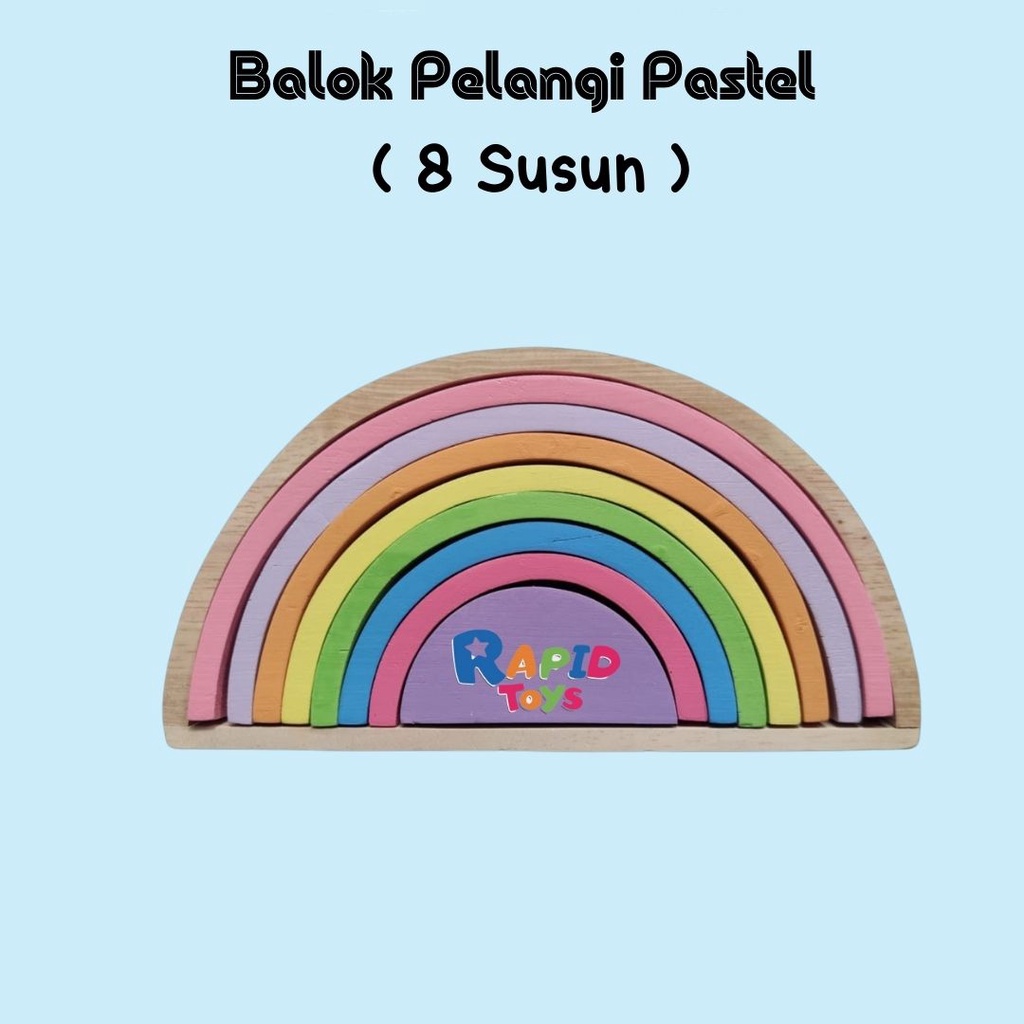 Mainan Edukasi Kayu Balok pelangi/ Menara Pelangi/ Balok Awan/ Balok Matahari/ Balok Bintang/ Balok Bulan/ Balok Iqro Terlengkap