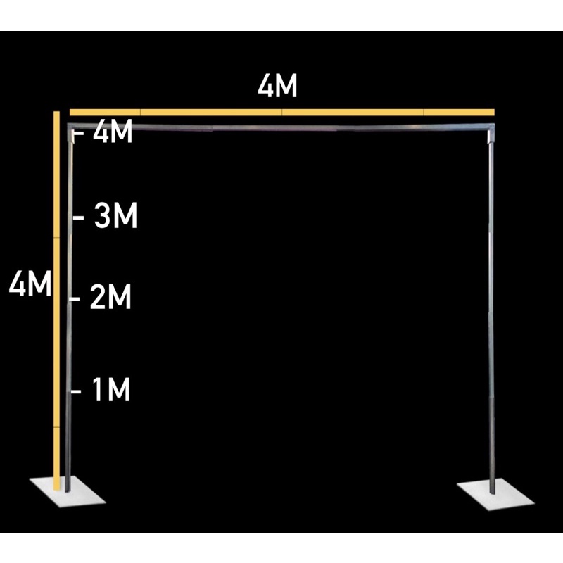 Tiang Backdrop / Tiang Dekorasi / Tiang Gawang Besi 4x4 kaki plat