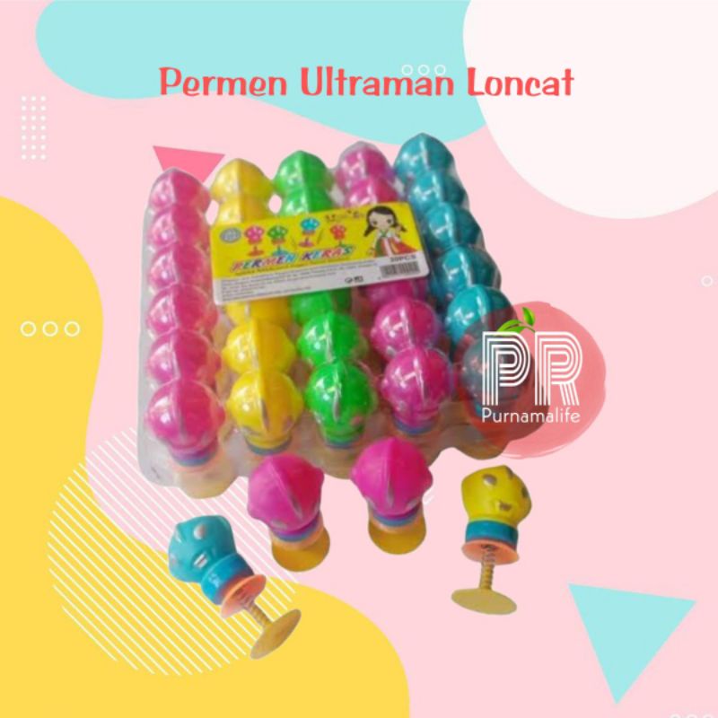 Permen mainan kepala ultraman loncat