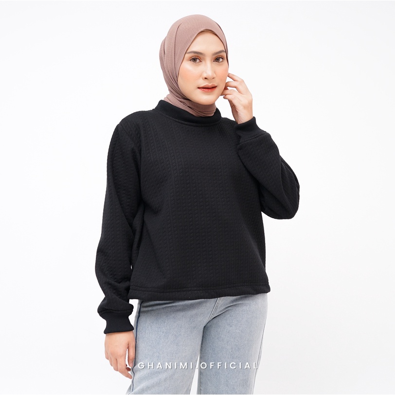 Ghanimi - Greta Sweater / Crewneck Polos / Sweater Polos / Sweater Knit / Sweater Crop Top / Crop Top Polos / Baju hangat / Baju Casual / Sweater casual