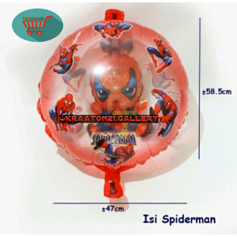 balon karakter isi Spiderman / balon gas / balon helium / balon dekorasi