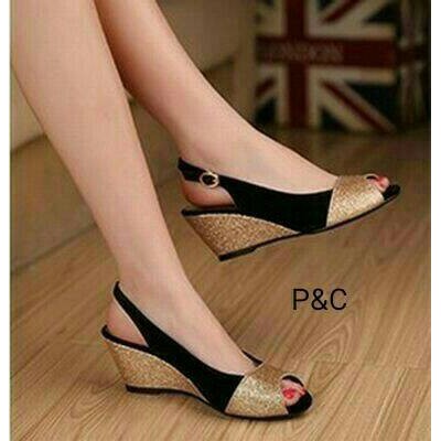 WEDGES TALI GLITTER EMAS