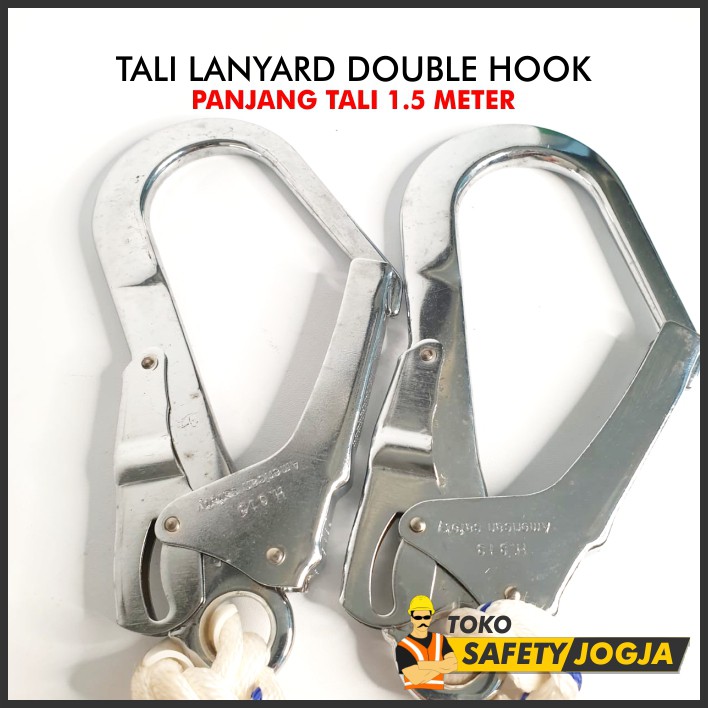 Lanyard Safety Double Big Hook PRO untuk Full body harness Safety belt