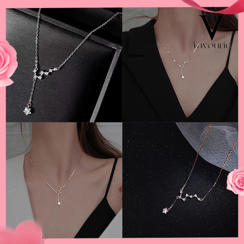 [COD]Big Dipper Wanita Trendy Temperamen Cahaya Mewah Desain Niche Rumbai Kalung Indah Sederhana-FA