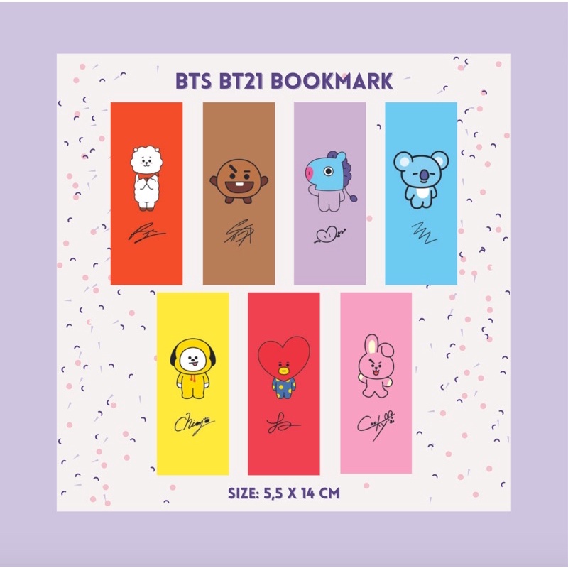 

BTS Bookmark BT21 with Signature | Pembatas Buku BT21