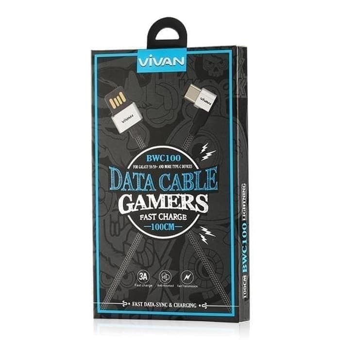 Kabel Data GAMING VIVAN Android Type C USB 1M ORI Fast Charging BWM100   Grosir