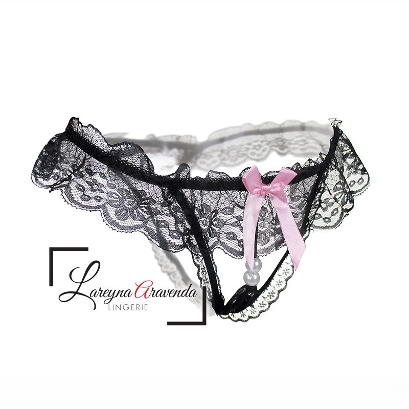 Celana Dalam Seksi Wanita Model Pearl Lace Ribbon LG367