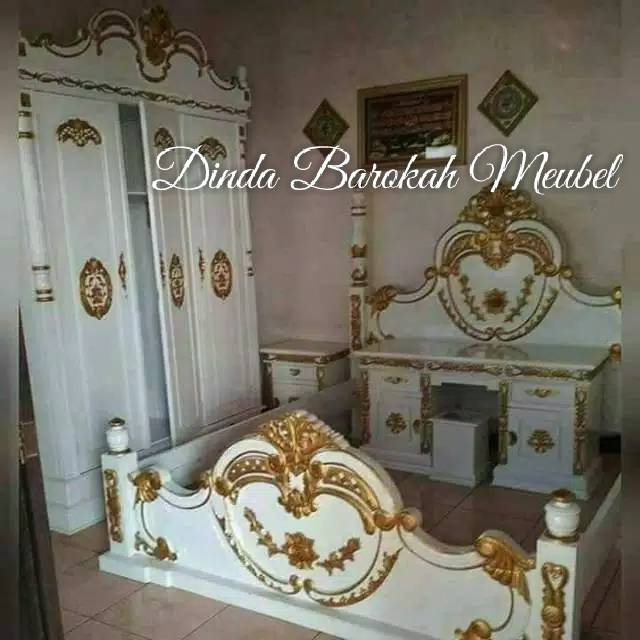 SET KAMAR TIDUR CINTA DUCO WHITE ELEGAND JATI SOLID  BERKUALITAS