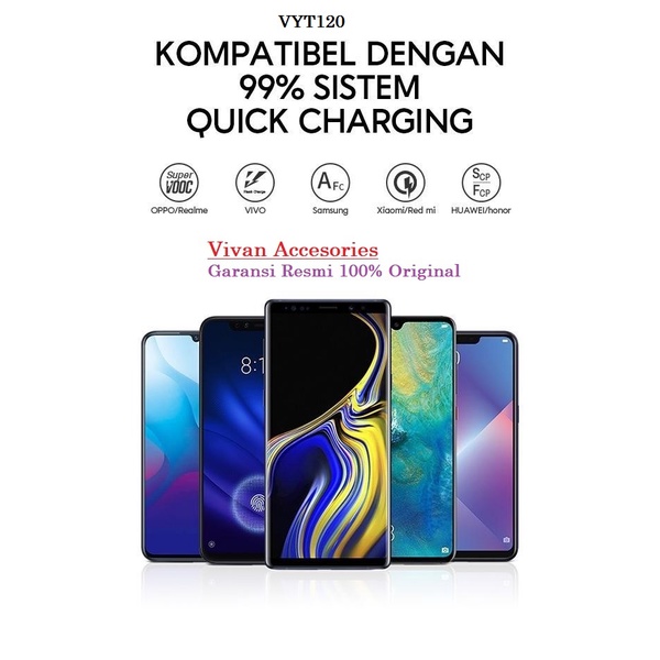 Vivan VYT120 3in1 Fast Charging Kabel Data Cable Micro USB-C Lightning