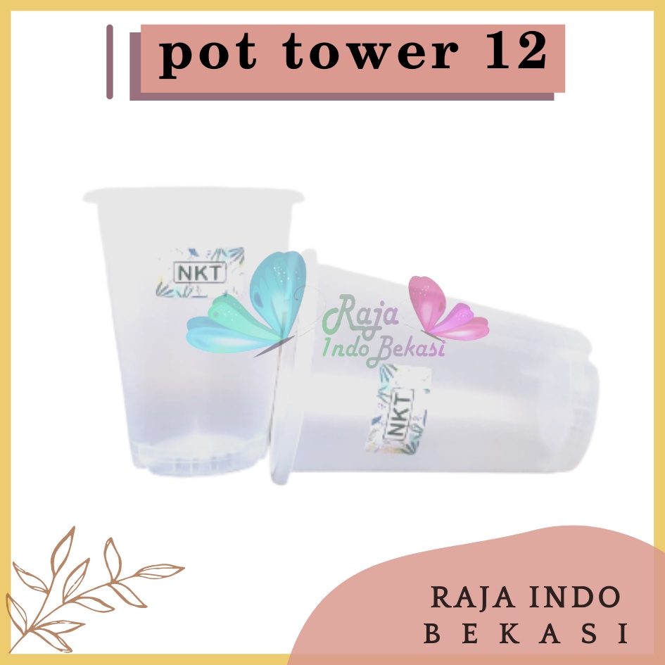 Pot NKT Tower 12 Bening Transparan Pot Bunga Tanaman Tinggi Nkt Tower 12 Tebal Murah Mirip Pot Yogap 13 Bening Transparan