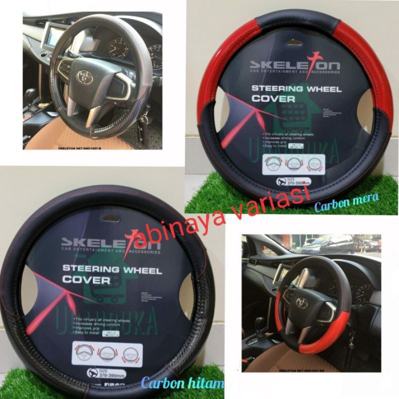 Sarung Stir Mobil AVEO Warna Carbon Kulit