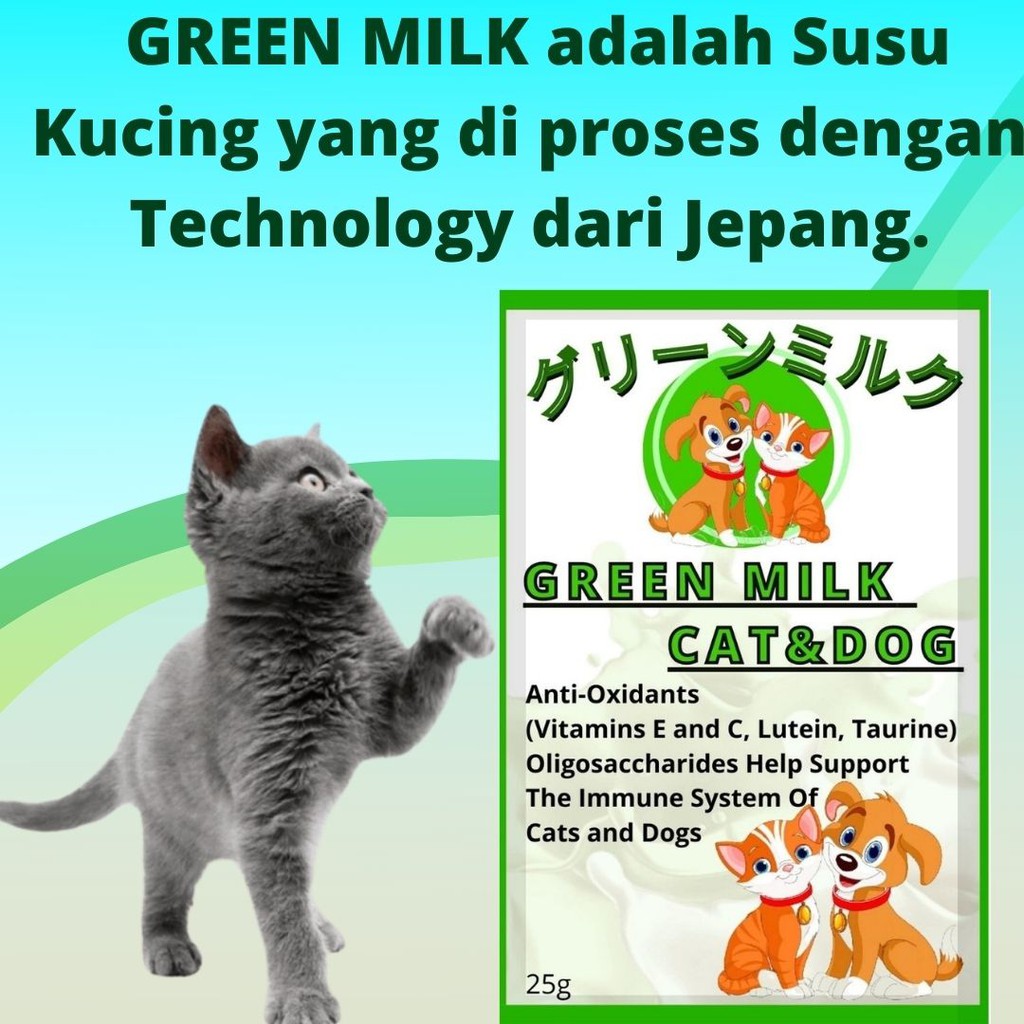 Susu Kucing Anjing 25Gr Sachet GREEN MILK Bebas Lactosa Susu Kitten dan Adult FEFARM