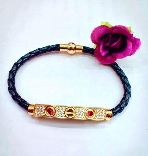 Gelang tangan wanita kulit variasi lapis emas