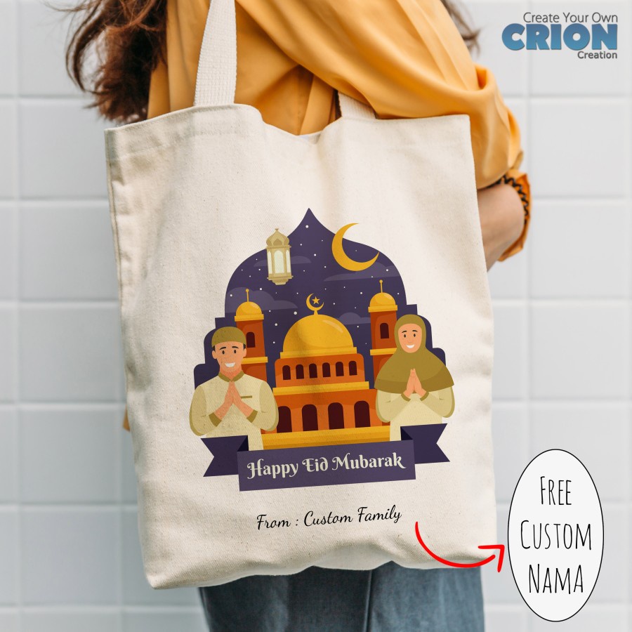 Totebag /Goodie Bag Lebaran / Idul Fitri / EID Mubarak bs custom Crion