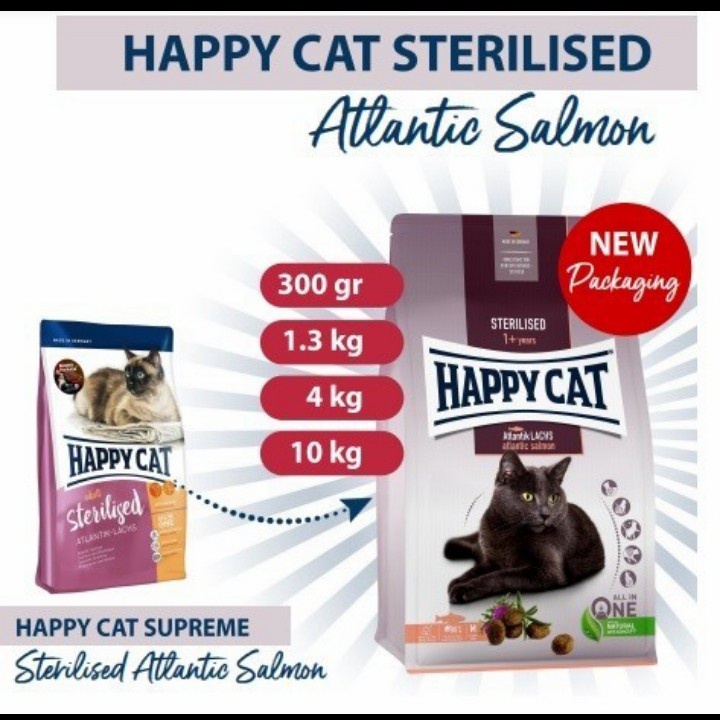 Happy Cat Sterilised Atlantic Salmon Kemasan Frespack 4kg