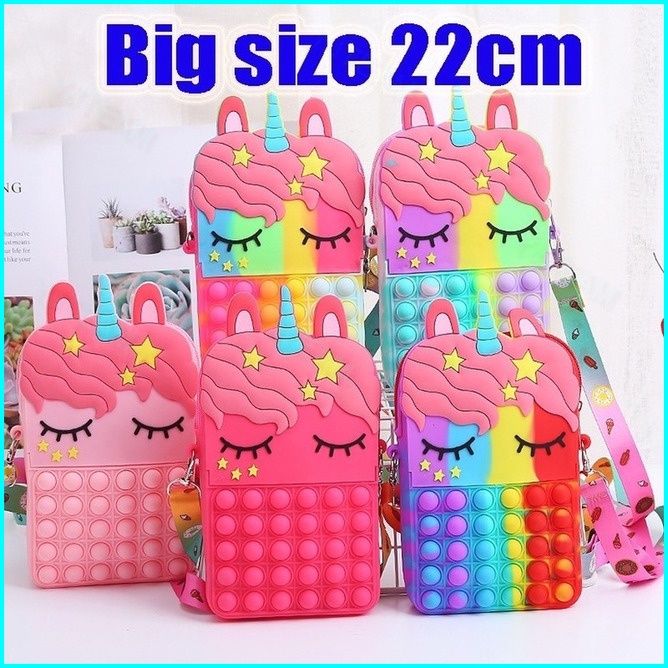 【Spot Barang】TAS POP IT UNICORN JUMBO MAINAN POP IT FIDGET TOY MAINAN ANAK TERMURAH