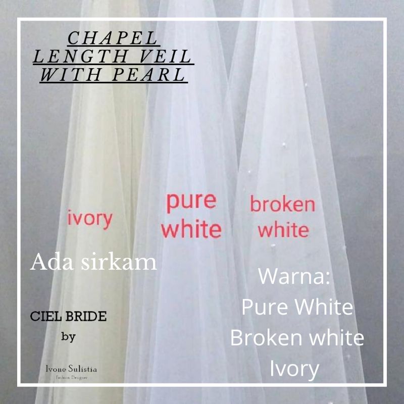 custom made chapel length veil with pearl wedding pengantin ekor dengan taburan mutiara