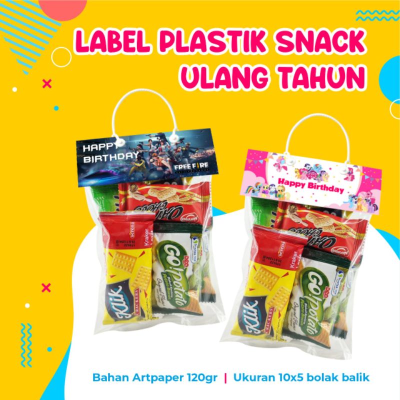 

{isi 12 pcs}TAS LABEL SNACK ULTAH MURAH ( UK 12X20 cm)