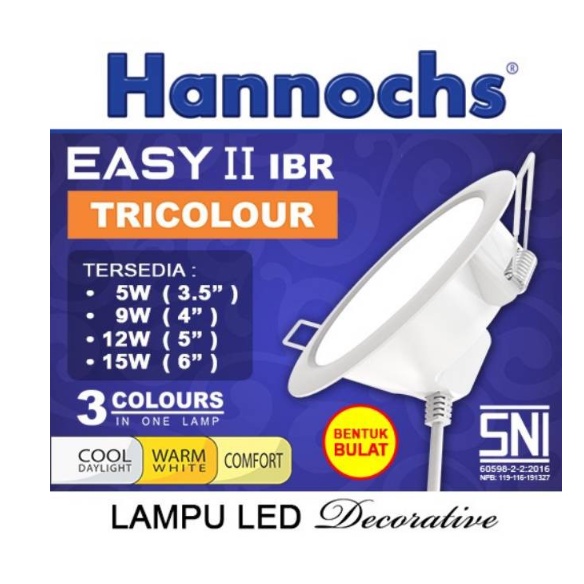 Jual Lampu Downlight LED EASY II III Bulat Kotak Hannochs Tricolour 3w ...